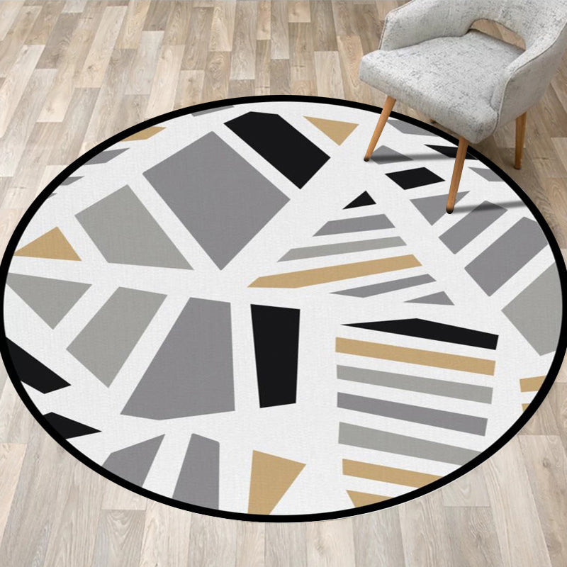 Simple modern rug in gray geometric pattern rug polyester pet-friendly rug for home decoration | Bowlift