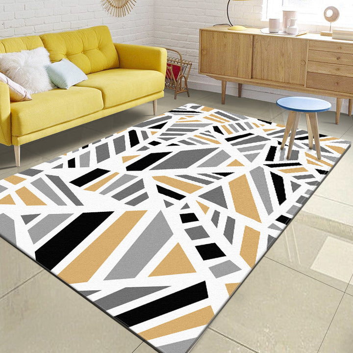 Minimalist modern rug in gray geometry irregular shape pattern rug polyester non-slip backing rug for home decor | Bowlift