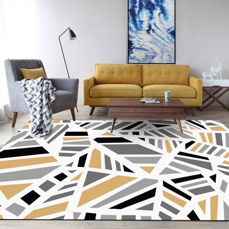 Minimalist modern rug in gray geometry irregular shape pattern rug polyester non-slip backing rug for home decor | Bowlift
