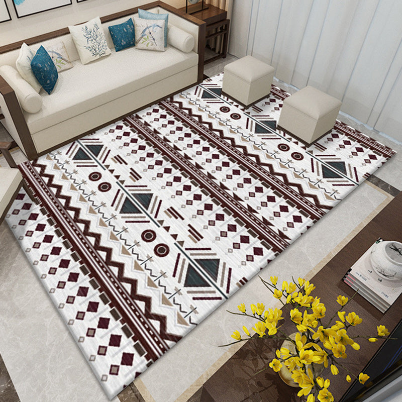 BowLift | American Southwestern rug in gray and white geometric floral pattern rug polyester non-slip rug for home decor