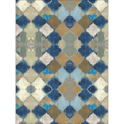 BowLift | Oriental Moroccan Carpet in Blue Abstract Oil Painting Pattern Carpet Polyester Non-Slip Carpet for Home Decoration