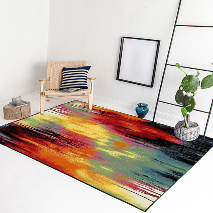 Colorful Bedroom Carpet Modern Abstract Painting Pattern Carpet Polyester Non-Slip Back Carpet | Bowlift
