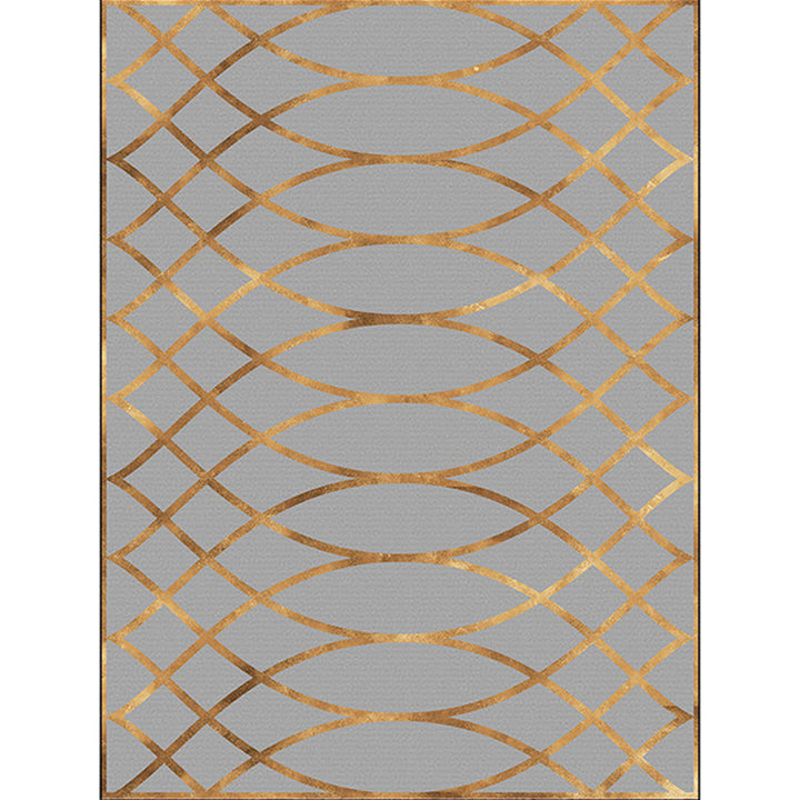 Casual modern rug in gray geometry curved lines pattern rug polyester pet-friendly rug for home decor | Bowlift