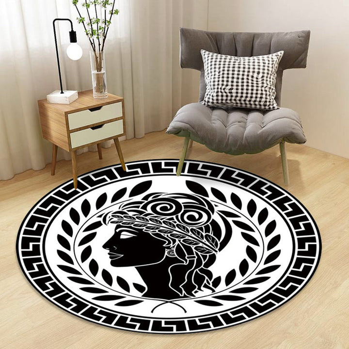 BowLift | Stylish children's rug in black and yellow fairy tale bunny bear snowman pattern rug polyester washable rug for the children's room