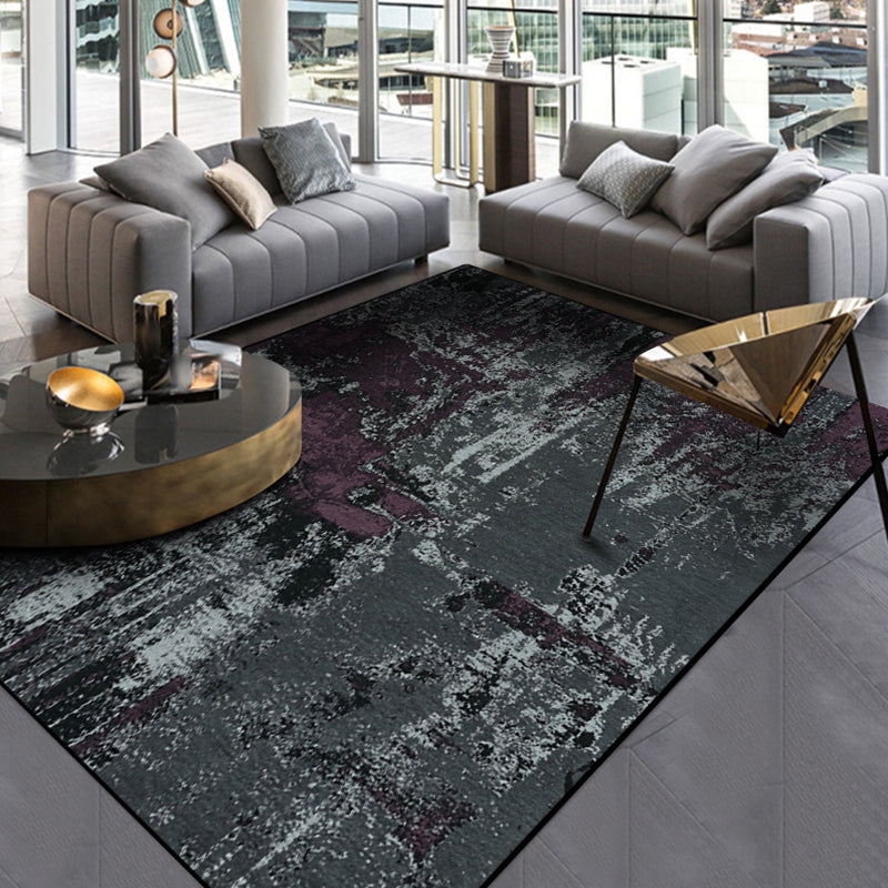 Gray Bedroom Carpet Modern Abstract Cement Pattern Area Rug Polyester Washable Non-Slip Rug | Bowlift