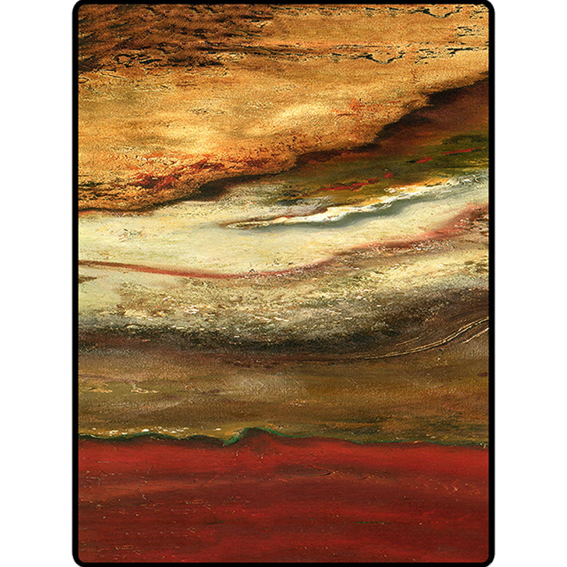Modern living room rug in red and green Abstract stone texture printed rug Polyester non-slip rug | Bowlift