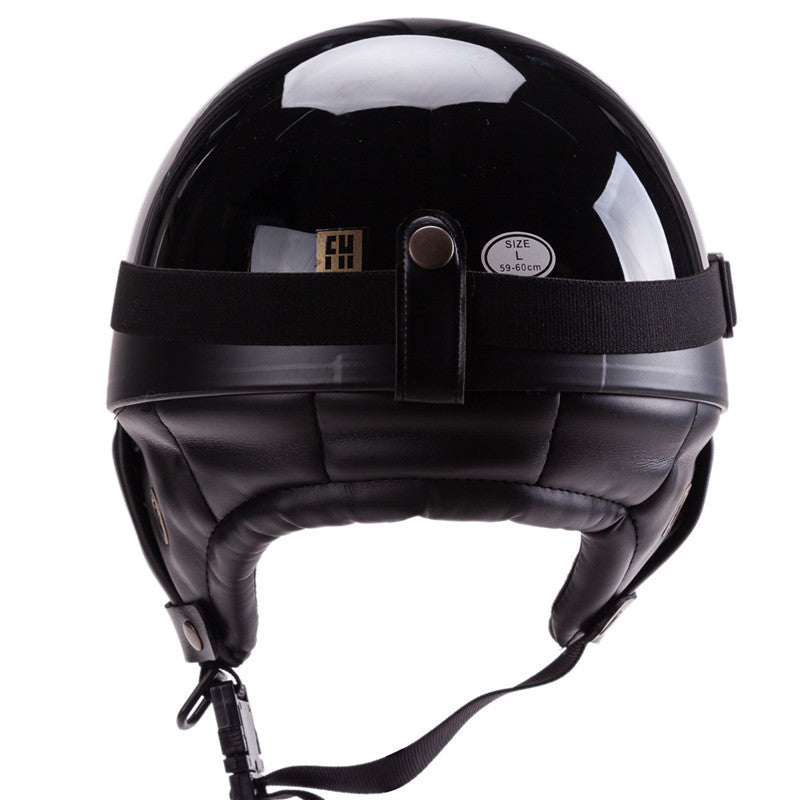 Vintage-Style Open-Face Motorcycle Helmet with Goggles Bowlift