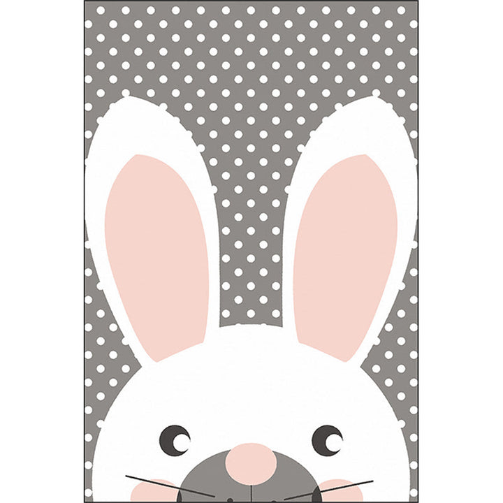 BowLift | Gray Children's Room Carpet Children's Animal Rabbit Dots Pattern Area Rug Polyester Non-Slip Back Carpet