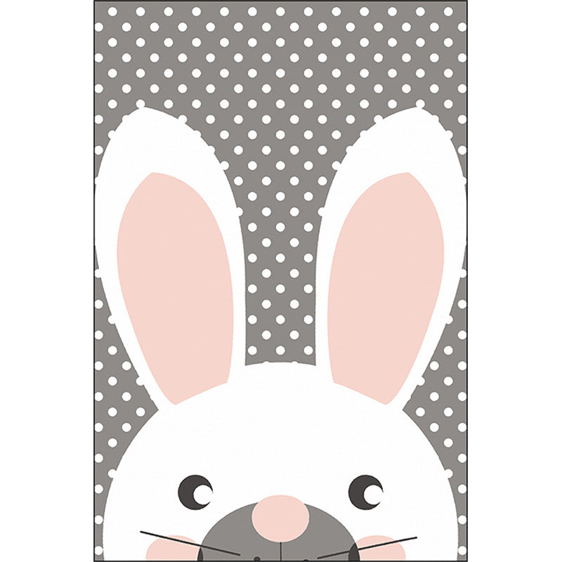 BowLift | Gray Children's Room Carpet Children's Animal Rabbit Dots Pattern Area Rug Polyester Non-Slip Back Carpet