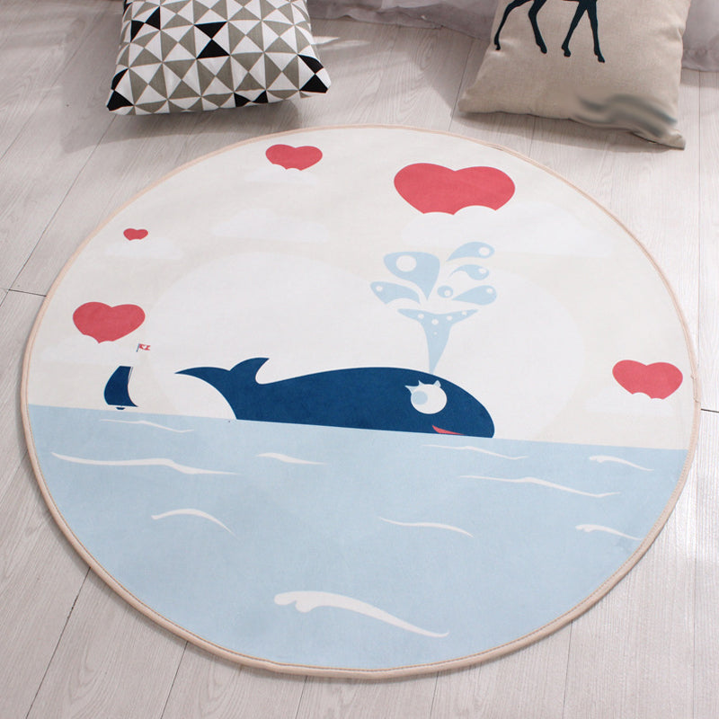 BowLift | Stylish Kids Rug in Yellow and Green Animal Horse Whale Panda Pattern Rug Polyester Non-Slip Back Carpet for Children's Room