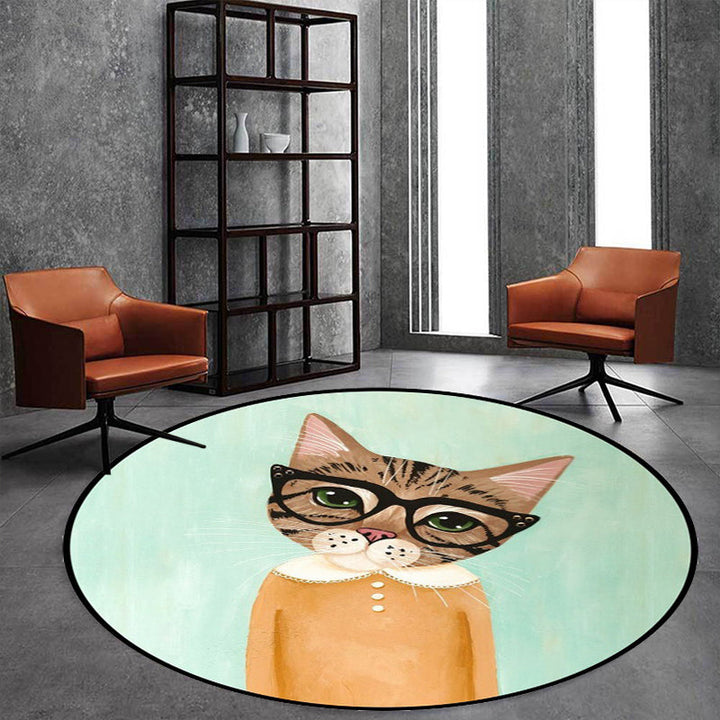 BowLift | Casual Kids Rug in Pink and Blue Animal Cat Pattern Rug Polyester Stain Resistant Non-Slip Rug for the Children's Room