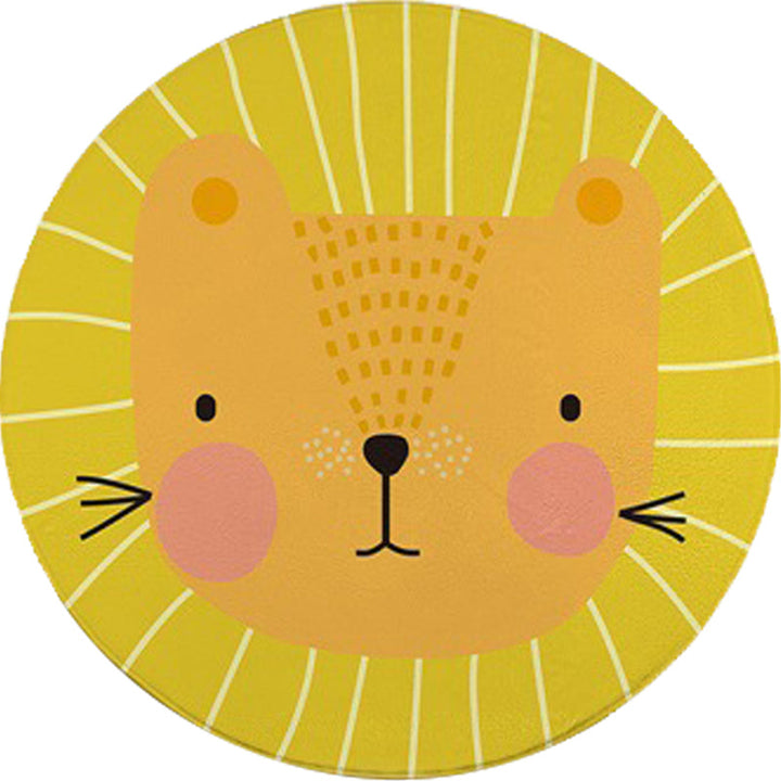 BowLift | Red and Yellow Children's Room Carpet Children's Animal Cat Bear Giraffe Pattern Area Rug Polyester Pet-Friendly Washable Carpet