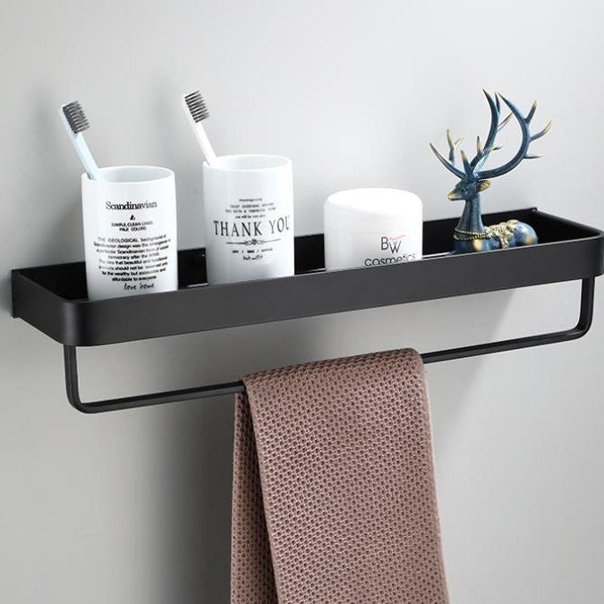 Kellan Wall-mounted Bathroom Shelf Black | Bowlift