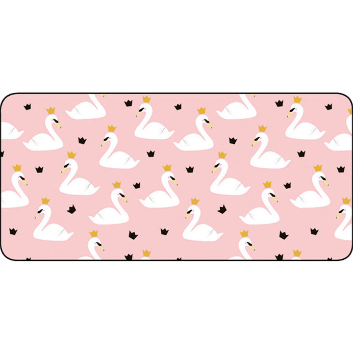 BowLift | Casual Kids Carpet in Pink Animal Swan Crown Pattern Carpet Polyester Non-Slip Rug for Children's Room