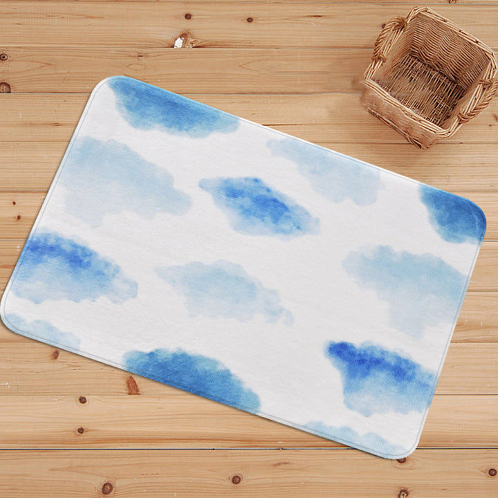 White and grey children's room carpet fairy cloud rain shower pattern carpet polyester machine washable carpet | Bowlift