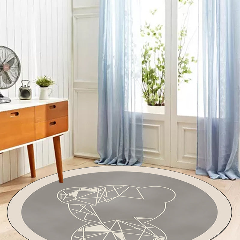 BowLift | Beautiful children's carpet in gray and brown animal bear geometric pattern carpet polyester stain-resistant carpet for the children's room