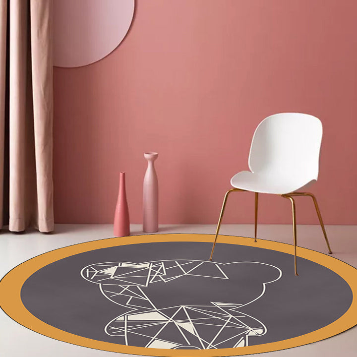 BowLift | Beautiful children's carpet in gray and brown animal bear geometric pattern carpet polyester stain-resistant carpet for the children's room