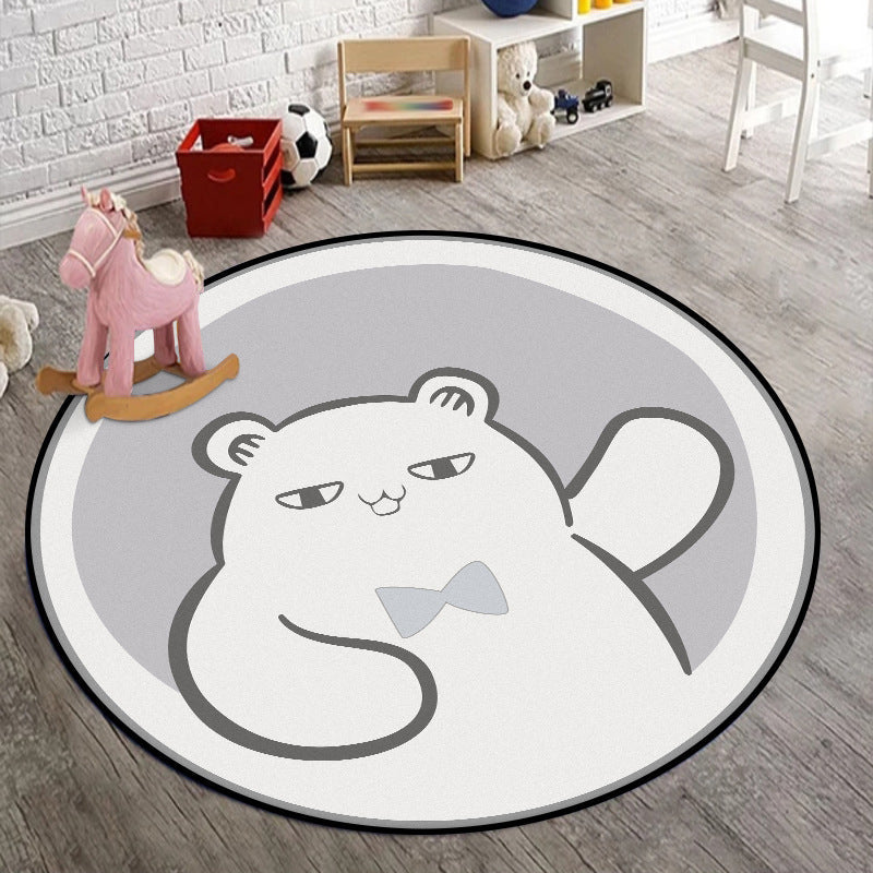 BowLift | Casual Kids Carpet in Gray Animal Bear Pattern Carpet Polyester Non-Slip Bottom Washable Carpet for Kids Room