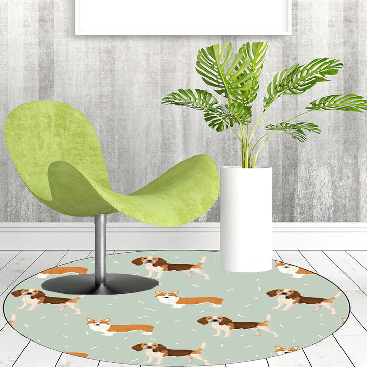 BowLift | Unique Kids Rug in White and Brown Animal Dog Food Pattern Carpet Polyester Stain Resistant Rug for Children's Room