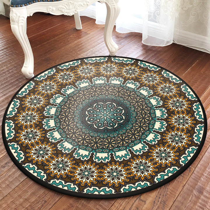 Green and yellow bedroom rug Moroccan floral pattern rug polyester pet-friendly washable rug | Bowlift