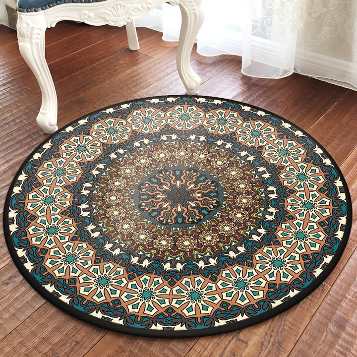 Green and yellow bedroom rug Moroccan floral pattern rug polyester pet-friendly washable rug | Bowlift