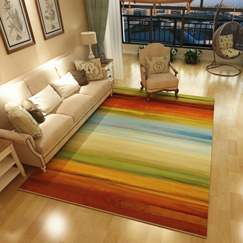 Blue and Brown Bedroom Rug Modern Abstract Painting Pattern Rug Polyester Washable Rug | Bowlift