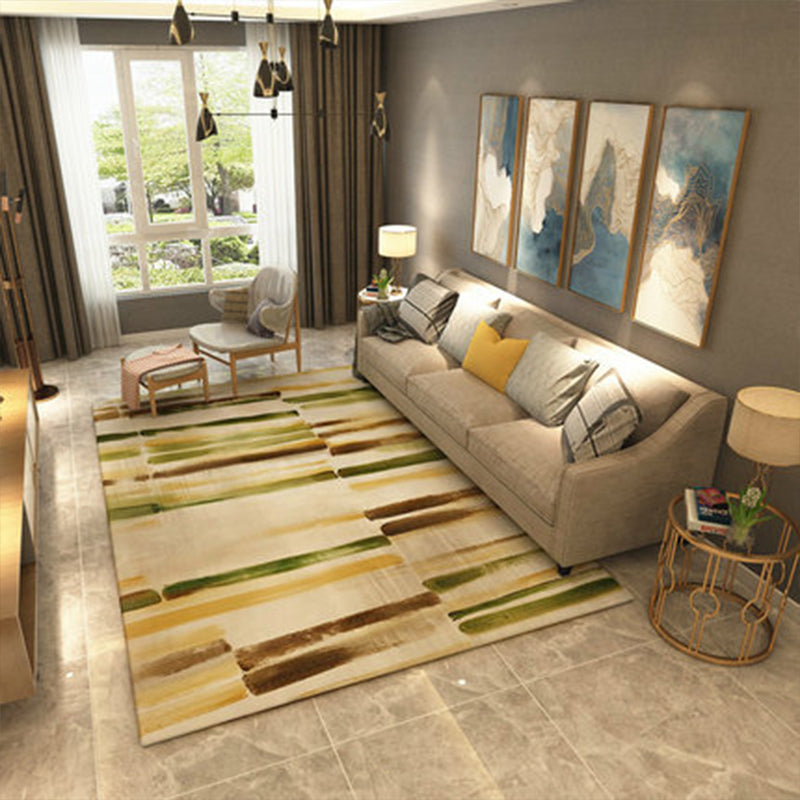 Blue and Brown Bedroom Rug Modern Abstract Painting Pattern Rug Polyester Washable Rug | Bowlift