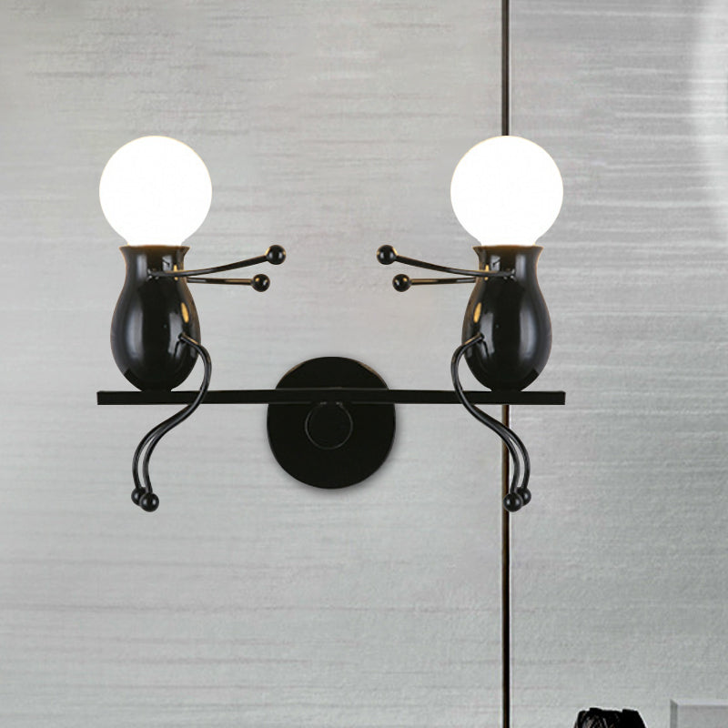 BowLift | Black/White/Red Childish Wall-Mounted Lamp Kids 2 Heads Metal Wall Light with Swing Arm