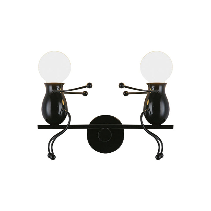 BowLift | Black/White/Red Childish Wall-Mounted Lamp Kids 2 Heads Metal Wall Light with Swing Arm