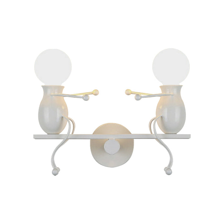BowLift | Black/White/Red Childish Wall-Mounted Lamp Kids 2 Heads Metal Wall Light with Swing Arm