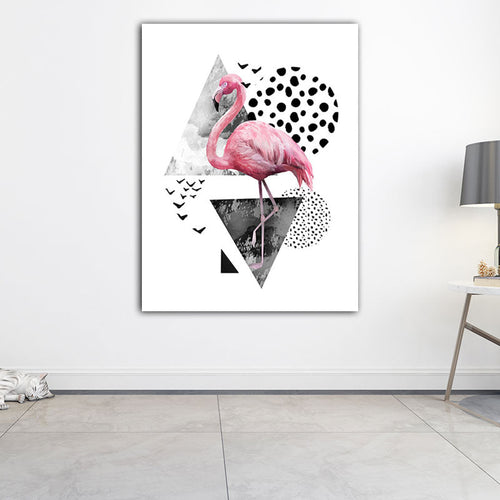 BowLift | Tropics for 80s Wrapped Canvas Flamingo and Geometry Pink Wall Art Prints, multiple sizes