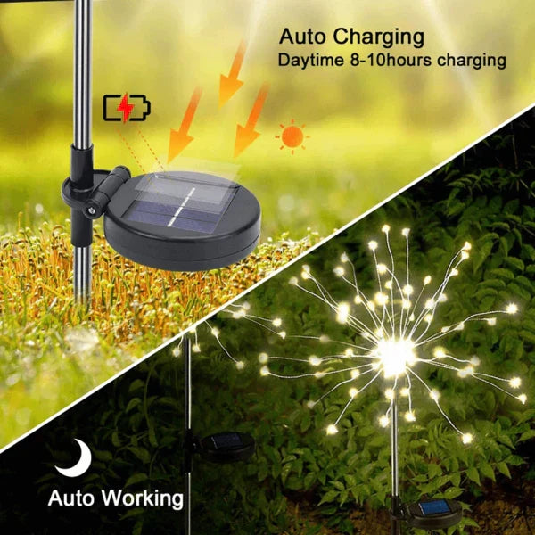 BowLift | 4 Piece Solar Firework Garden Lights - Weatherproof LED Decorative Lighting, Solar Energy for Garden and Patio