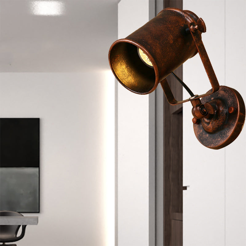 BowLift | Cylinder Metallic Wall Light Antique Style 1 Light Living Room Wall Mounted Light in Black/Rust
