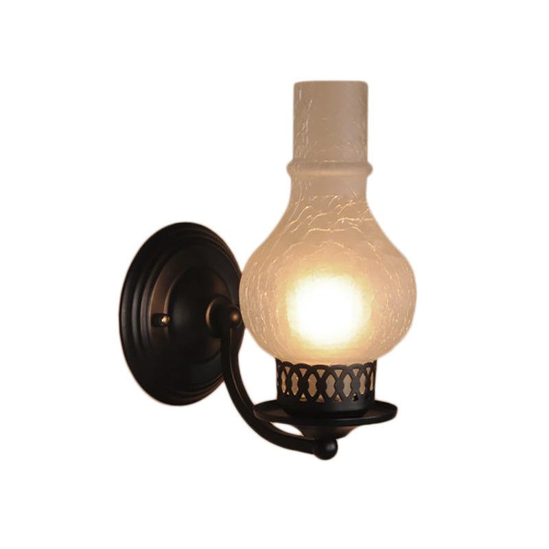 BowLift | 1 Bulb Vase Shade Wall Mounted Light Fixture Rustic White/Amber Spritz Glass Lighting for Hallway