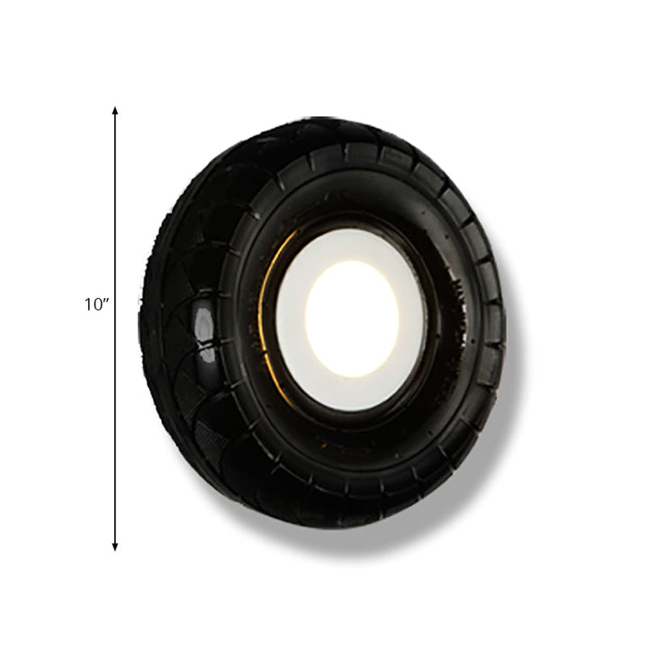 BowLift | Tyre Metallic Wall Light Farmhouse Style LED Corridor Wall Mount Lighting in Black, 10"/16" Width