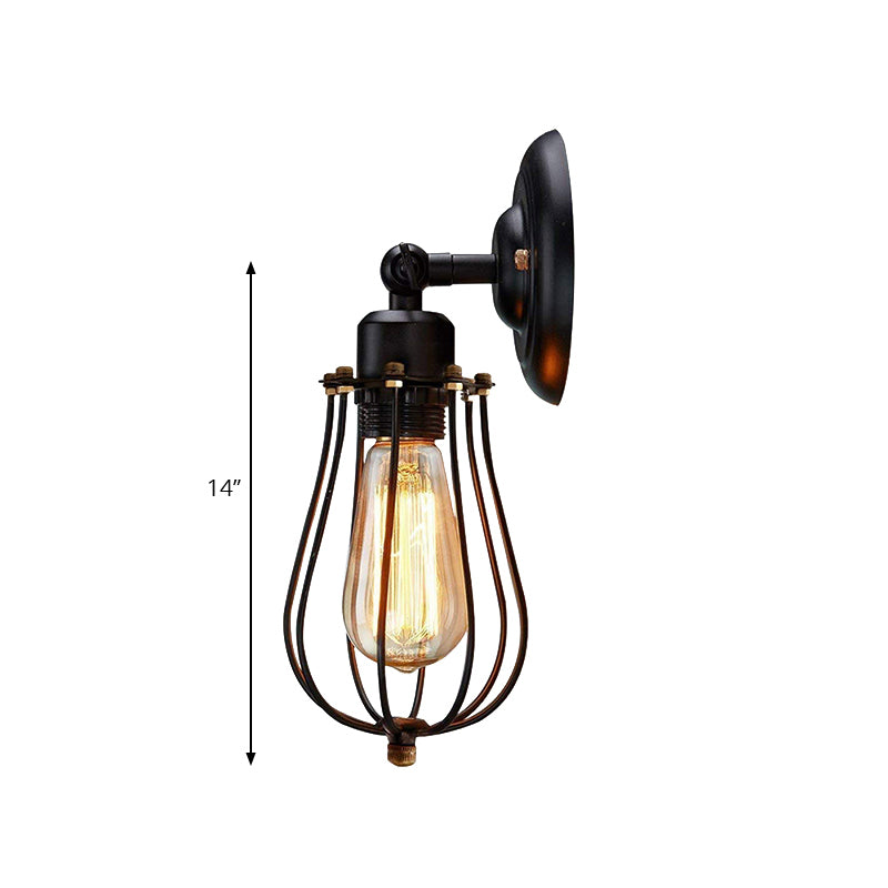 BowLift | 2 Packs Gek cage-brick metal wall lamp Industrial style 1 light bedroom wall mounting lamp with bulb shape