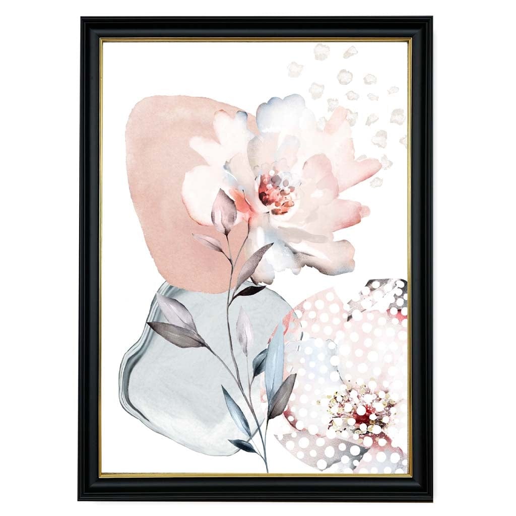 Blush Pink and Gray Abstract Floral Pattern Rose and Geometric Shapes No. 3 | Bowlift