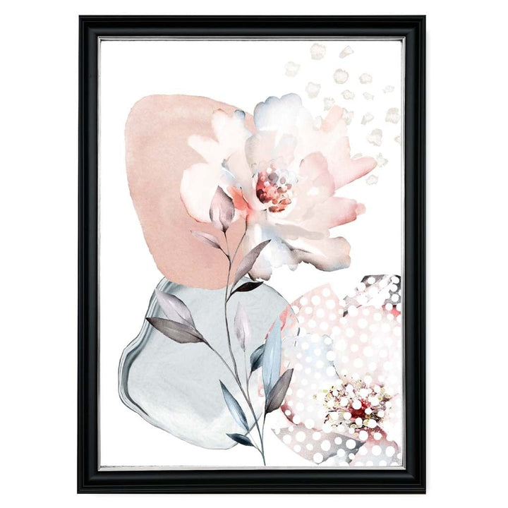 Blush Pink and Gray Abstract Floral Pattern Rose and Geometric Shapes No. 3 | Bowlift