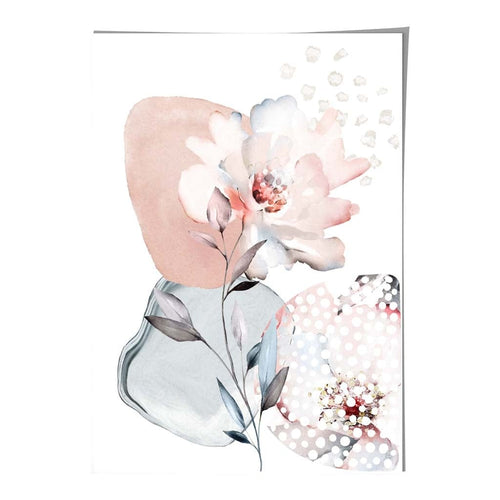 Blush Pink and Gray Abstract Floral Pattern Rose and Geometric Shapes No. 3 | Bowlift