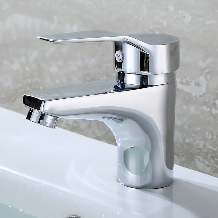 Single-Handle Deck-Mount Basin Faucet with Ceramic Cartridge Bowlift
