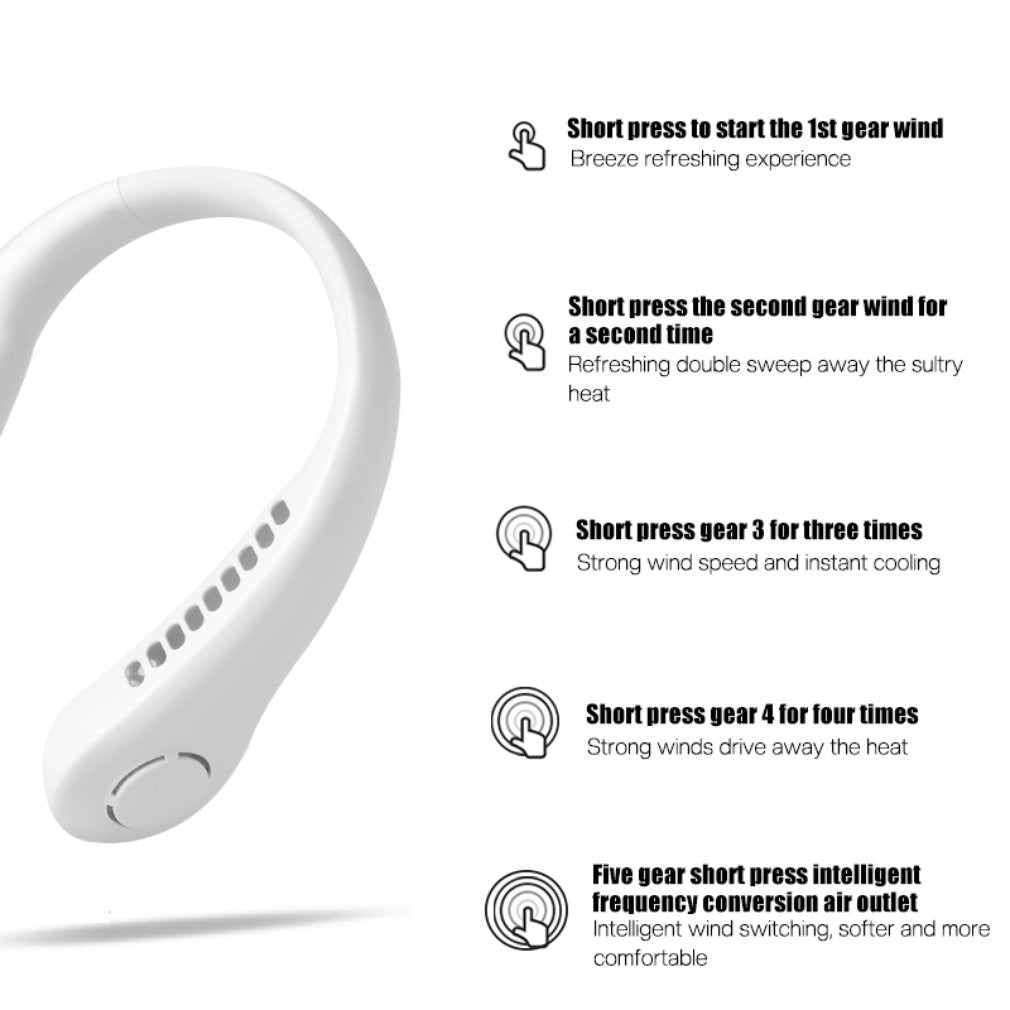 1pc Portable Neck Fan Electric Wireless Fan Rechargeable USB Mini Fan Bladeless Personal Fan Hanging Neck Cooler For Outdoor Sports | Bowlift