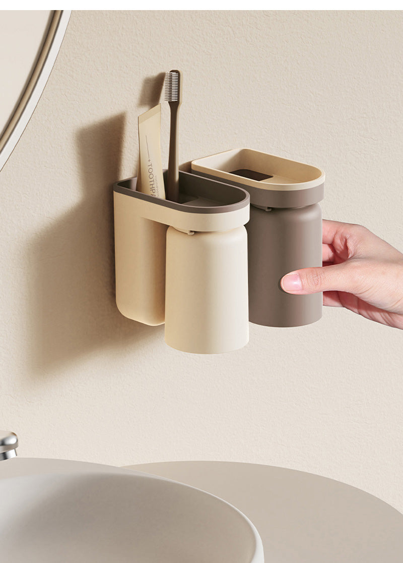 DuoClean 2-in-1 Wall Mount for Toothbrush and Cup – Clever Storage Without Drilling Bowlift