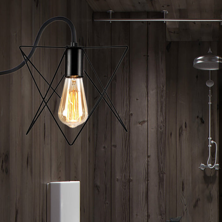 BowLift | Black 1 Head Wall Lamp Vintage Industrial Metal Bottle/Rectangular Wall Light Wall Lamp with Wire Frame for Café