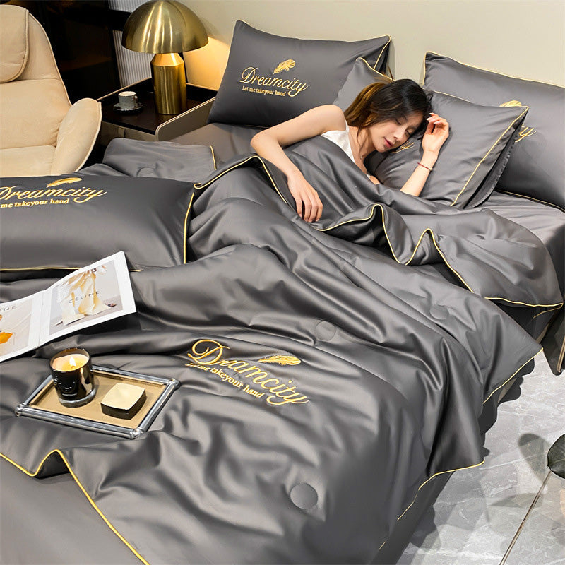 BowLift | Bedding Set Blue Silk Cooling Summer Quilt