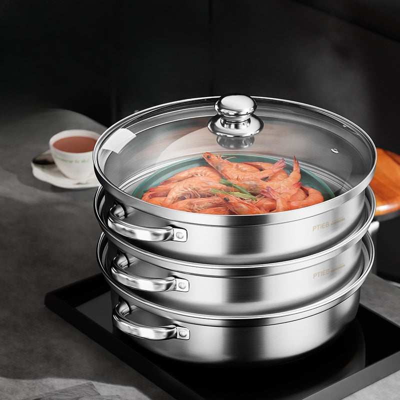 BowLift | NutriSteam | 3-Tier Stainless Steel Steamer – Healthy Cooking Made Easy