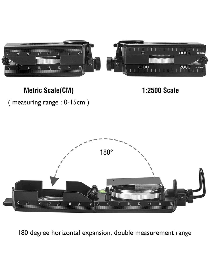 BowLift | Multifunctional military navigation compass with inclinometer | Shockproof, waterproof compass for hiking, camping, and outdoor life