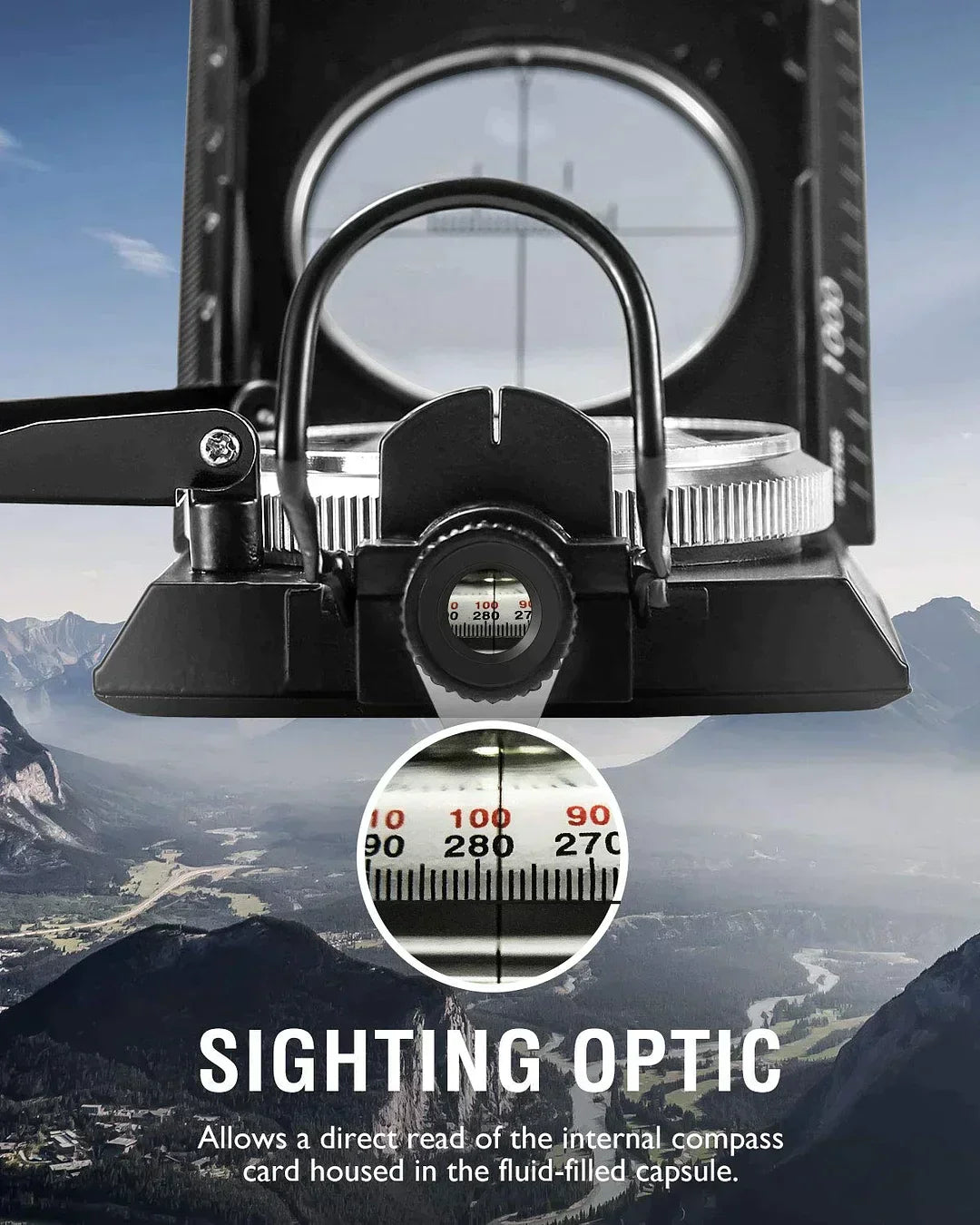 BowLift | Multifunctional military navigation compass with inclinometer | Shockproof, waterproof compass for hiking, camping, and outdoor life