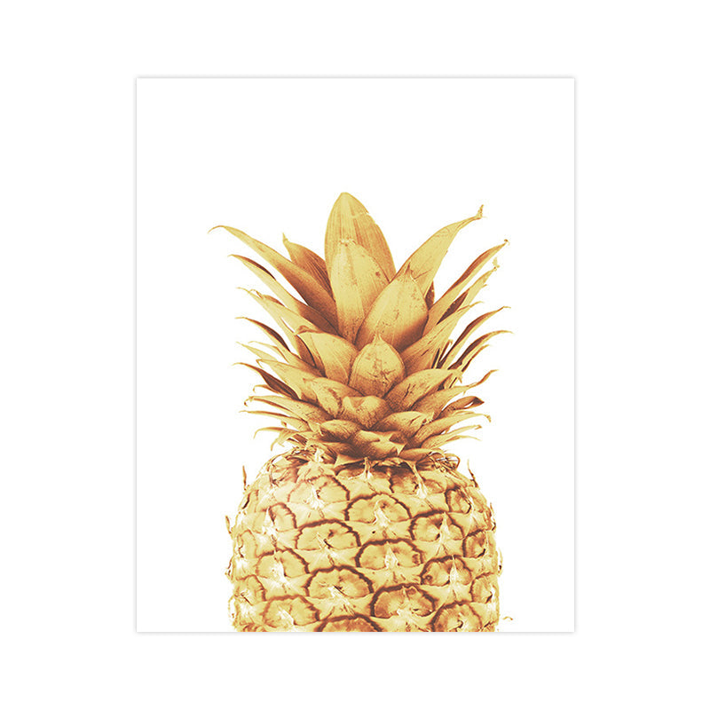 BowLift | Golden Pineapple Wall Decoration Fruit Tropical Texture Canvas Print for Dining Room