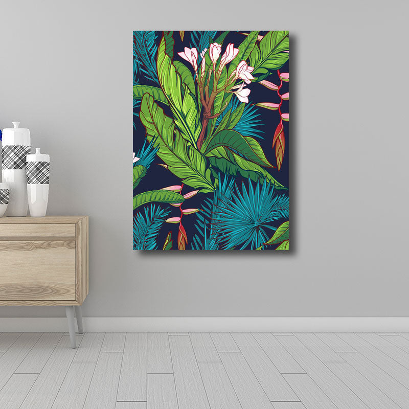 BowLift | Tropics Magnolia and Plant Painting for Living Room Canvas in Green, multiple sizes available