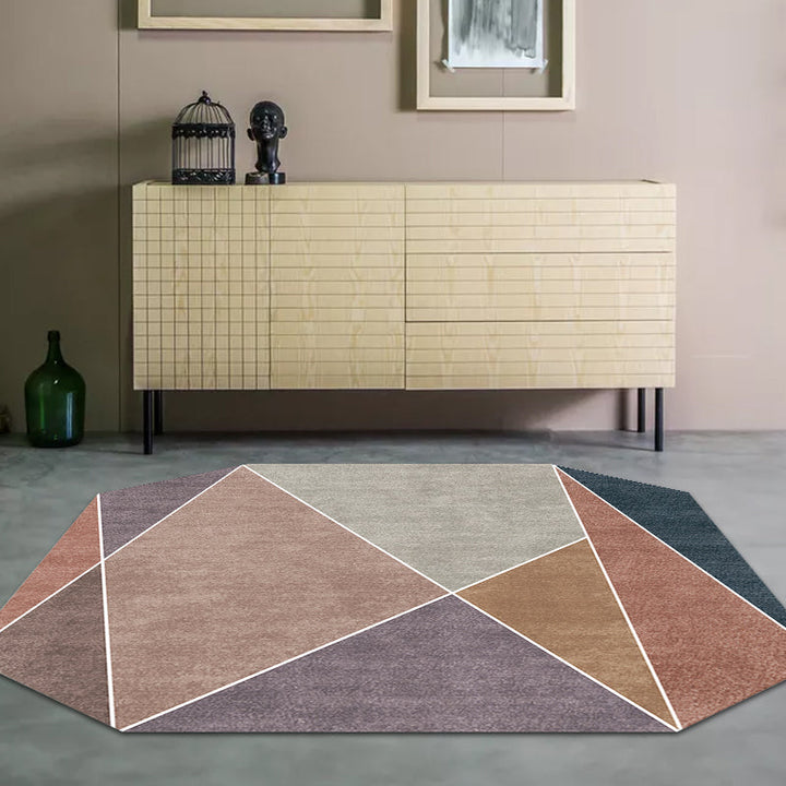 BowLift | Blue and Brown Irregular Rug Bedroom Novelty Color Block Pattern Area Rug Polyester Pet-Friendly Rug